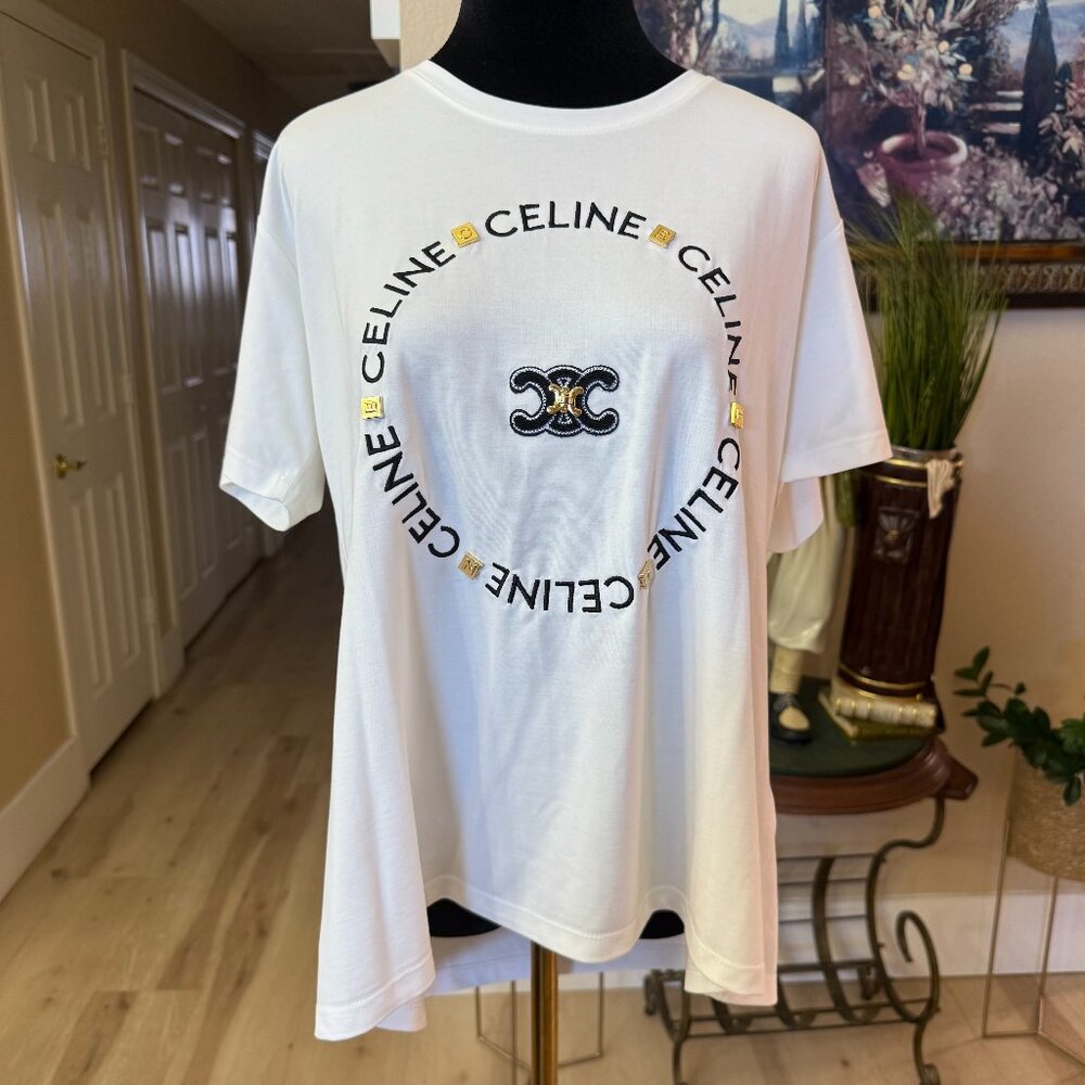 Oversized Celine Logo  top size S/M NEW - Picture 7 of 10